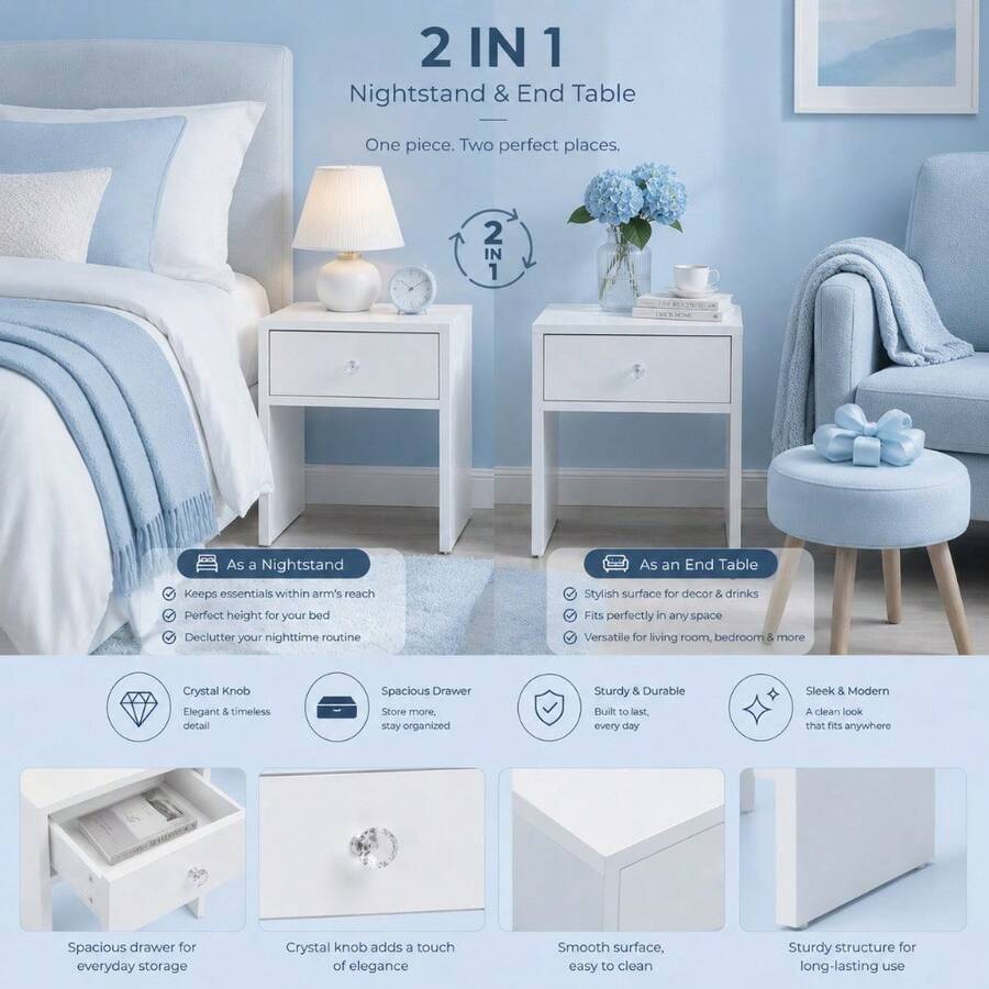2-In-1 Storage Stool & Nightst - Furniture Hardware Manufacturers recension och pris