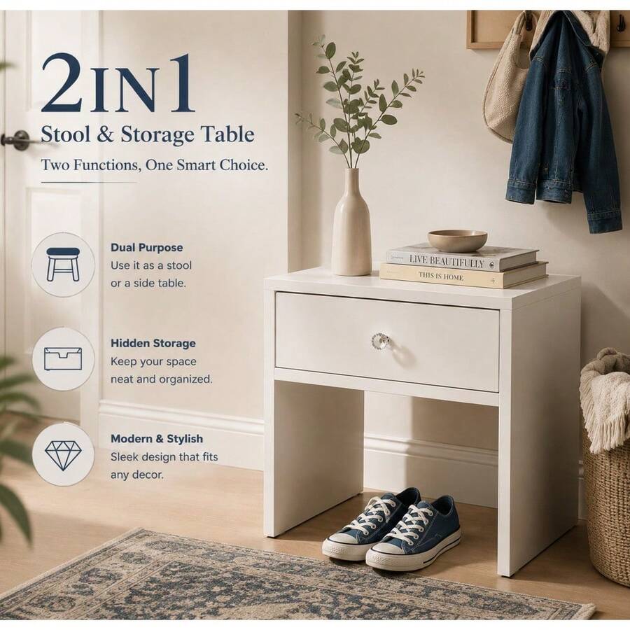 2-In-1 Storage Stool & Nightst - Furniture Hardware Manufacturers recension och pris